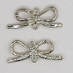 Silver bow tie charm N°16 silver metal bow tie charm