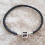 European Clip Bracelet Plain 01 FROM 15 TO 23 CM Black