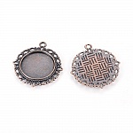 2 x 20mm copper red cabochon holders, cabochon pendants 15290AS