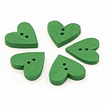 Button wood heart dark green N°01-04