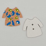 Wooden button beige dress N°02-02