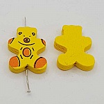Wooden bead bear shape yellow N°01-05.