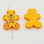 Wooden bead bear shape orange N°01-07.