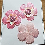 Lot 3 flowers 5 petals Pink Fabrics
