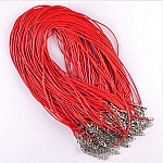 10 Necklaces imitation leather diameter 1.5 mm 40 cm Z6-05-3 Red 
