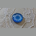round glass cabochon 12mm blue flower 038 