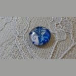 round glass cabochon 12mm blue flower 033 