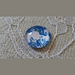 round glass cabochon 12mm blue flower 009 