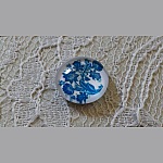 round glass cabochon 12mm blue flower 004 