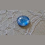 round glass cabochon 12mm blue flower 002 