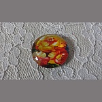 round glass cabochon 25mm flower 01-004 