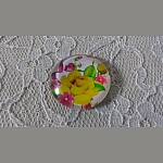round glass cabochon 25mm flower 01-002 