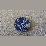 round glass cabochon 25mm flower 042 
