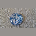 round glass cabochon 25mm flower 014 