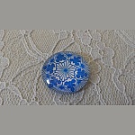 round glass cabochon 25mm flower 005 