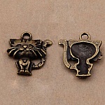 set of 5 bronze metal cat charms-No. 01 Cat Pendant 