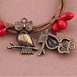 set of 5 bronze metal owl charms-01 Owl Pendant 