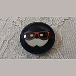 round glass cabochon 25mm moustache 044 