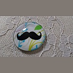 round glass cabochon 25mm mustache 031 