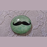round glass cabochon 25mm mustache 024 