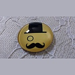 round glass cabochon 25mm mustache 023 