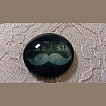 round glass cabochon 25mm mustache 021 