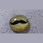 round glass cabochon 25mm moustache 020 