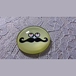 round glass cabochon 25mm moustache 015 