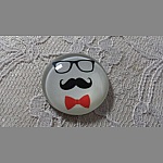 round glass cabochon 25mm moustache 014 