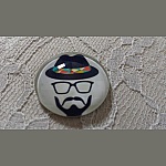 round glass cabochon 25mm moustache 006 