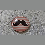 round glass cabochon 25mm moustache 002 