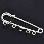 Support Brooch Pin Silver plated 5 rings 50x15 mm N°001-par1 