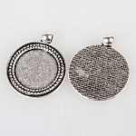 2 x 20mm silver cabochon holders, cabochon pendants 07AS 