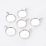2 x 25mm silver cabochon holders, cabochon pendants 2419