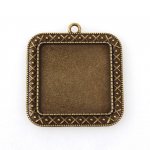 2 x 30mm bronze cabochon holders, cabochon pendants 44AB 