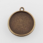 2 x 25mm bronze cabochon holders, cabochon pendants 43AB