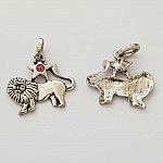 Charm Zodiac Sign Lion Silver Metal N°03 with rhinestones