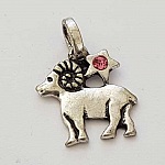 Zodiac sign charm Aries Silver Metal N°03 with rhinestones