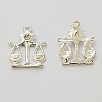 Zodiac sign charm Libra Silver Metal N°04 with rhinestones