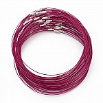 1 necklace rigid cabled wire purple red clasp to screw N°01