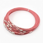 1 necklace rigid pink cabled thread clasp to screw N°01
