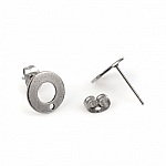 Earring holder 10 mm round stainless steel chip N°04 Silver