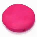 Galet plat résine rond 27 x 8 mm effet cuir Fushia