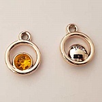 Pendentif en plastique et strass acrylique rond N°04 orange