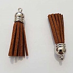 Pompon suédine uni 45 mm N°02 Marron