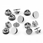 Support Boucle d'oreille puce ronde 14 mm en acier inoxydable N°02