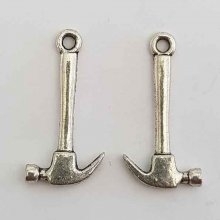 Silver plated hammer tool charm
