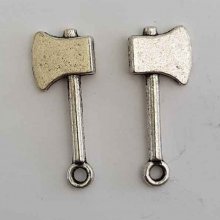 Silver plated axe tool charm