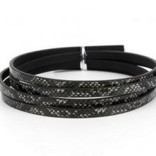 Leather 05 mm Black snake skin design 1 meter