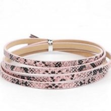 Leather 05 mm Pink snake skin design 1 meter